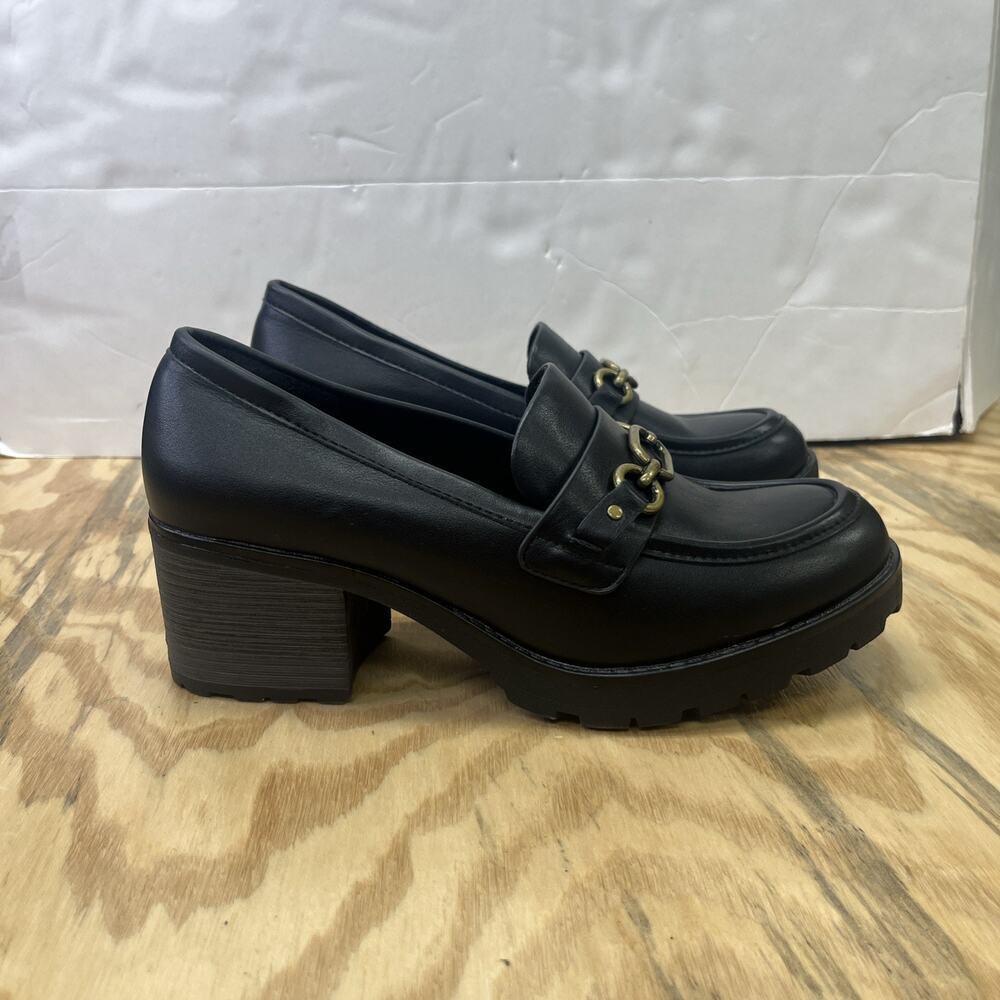 White Mountain Cliffs Loafer Y2K Black Chunky Sole Stacked Women’s Shoe Sz 9W